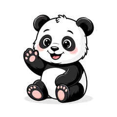Adorable cartoon panda waving hello illustration