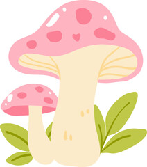 Cute Mushroom Illustration, Kawaii Fantasy Toadstool Clipart