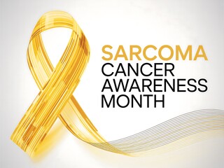 Sarcoma Cancer Awareness Month Graphic with Gold Ribbon and Text