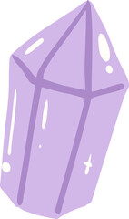 Cute Purple Crystal Illustration, Kawaii Magical Gemstone Clipart


