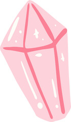 Cute Pink Crystal Illustration, Kawaii Magical Gem Clipart

