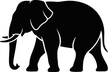 Obraz premium Silhouette of an elephant walking on a white background illustration