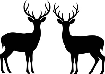Two deer silhouettes standing side by side on a plain white background