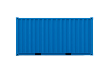 Blue shipping container isolated on transparent background. Used in global logistics and freight transport. Ideal for business presentations, infographics, and industrial design projects, cargo