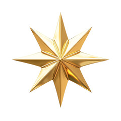 Obraz premium Eight-pointed gold star, metallic texture, isolated on transparent background, luxury, elegant, festive decoration, symbol of hope, Christmas, New Year, celebration, shiny, bright,
