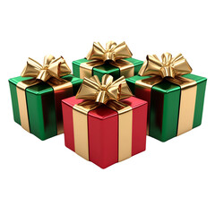 Obraz premium Three Festive Gift Boxes with Gold Ribbons - Christmas Presents