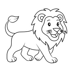 animal Lion Coloring Pages For Kids. Lion Coloring Book Printable. Lion Icon.white isolated background