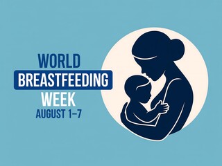 World Breastfeeding Week Illustration with Mother and Baby Silhouette August 1 to 7