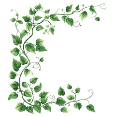 A vine plant border with the earth, vector style simple color