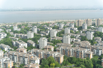 Naklejka premium aerial view apartment with tree around