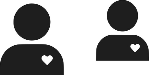 Person Icon with Heart Symbol in Black and White