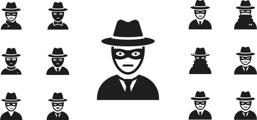 Set of vector icons of people in disguise