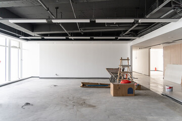 Office Construction Site. Concept of commercial construction