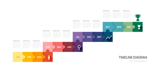 Infographic Timeline diagram calendar with gantt chart template for business. presentation vector infographic.