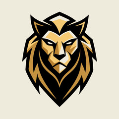 Obraz premium Golden sharp lines lion head minimalist icon vector illustration