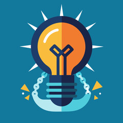 Lightbulb breaking chains enlightenment icon vector illustration