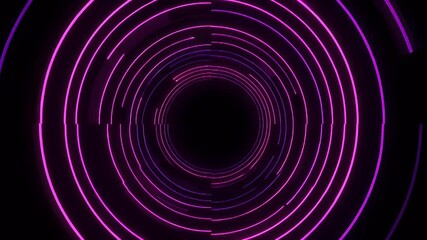 Abstract tunnel of concentric circles with vibrant neon light - Powered by Adobe