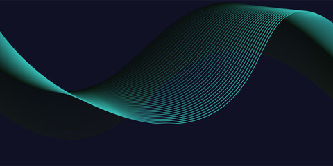 Abstract glowing wave lines on dark blue background. Dynamic wave pattern. Modern flowing wavy lines. Futuristic technology concept. Suit for banner, poster, cover, brochure, flyer, website.Eps10