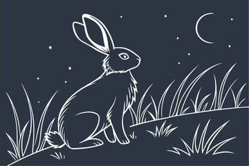 Midnight Bunny: A Minimalist Silhouette