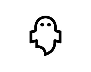 Minimal ghost outline graphic for Halloween