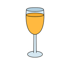 A cartoon drawing of a glass of orange juice