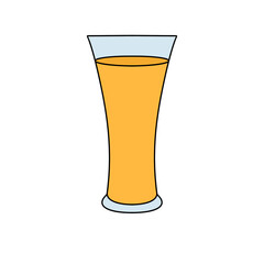 A glass of orange juice is drawn in a cartoon style