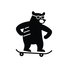 Obraz premium cool bear with square shades and a skateboard urb.eps
