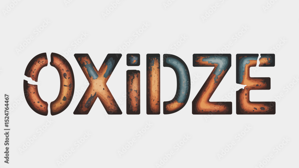 Poster oxidize text effect rust metal design typography graphic art grungy weathered distressed background 