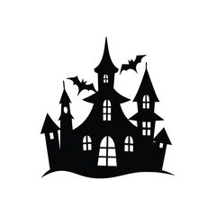 Halloween Haunted House Elegant Vector Silhouette