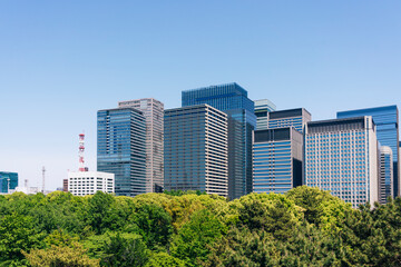 Obraz premium 晴れた日の東京・大手町のビル群