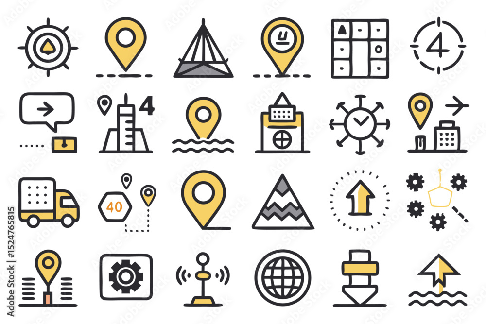 Poster editable road and navigation system design isolated on transparent background