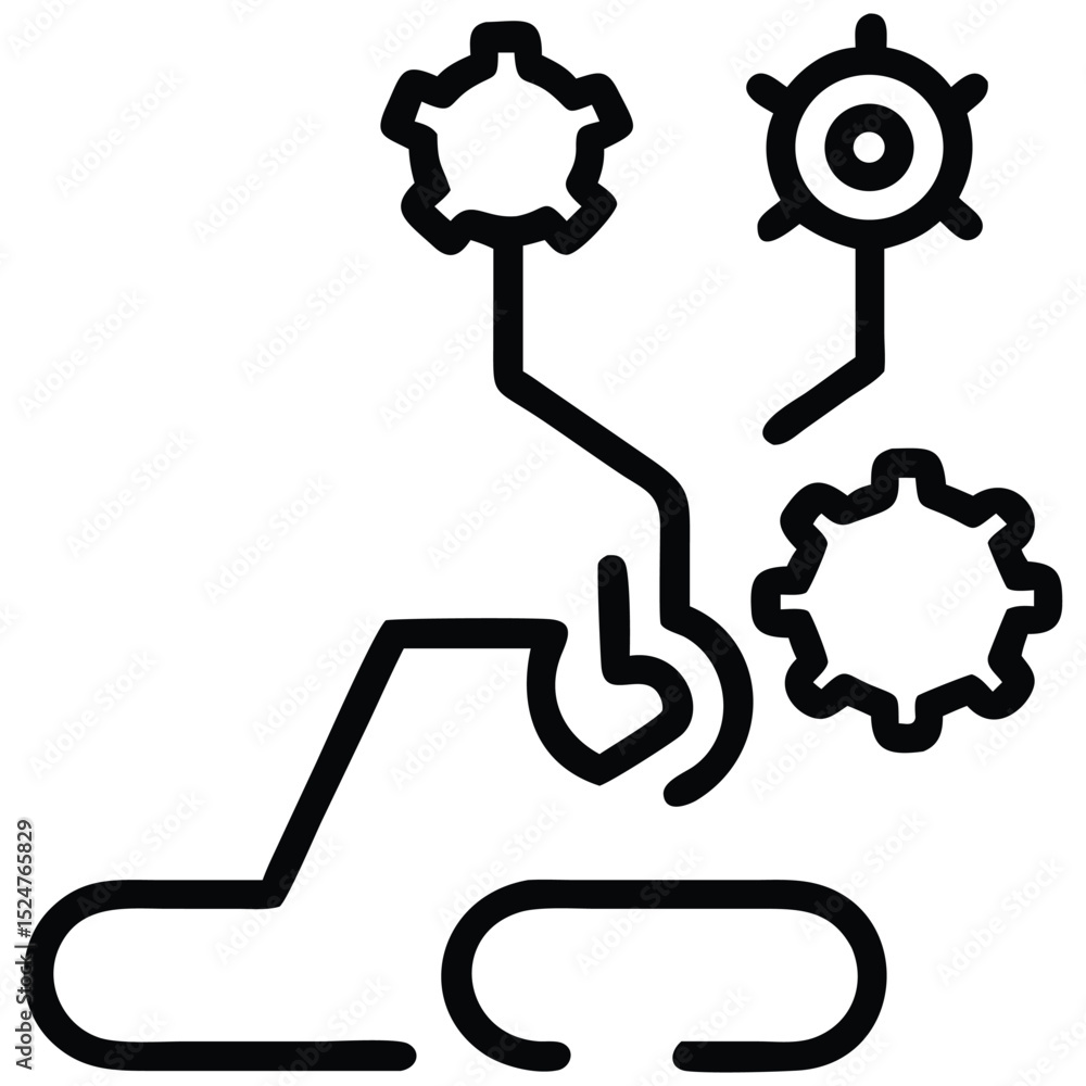 Aufkleber abstract robotics with gears and linear connection design element