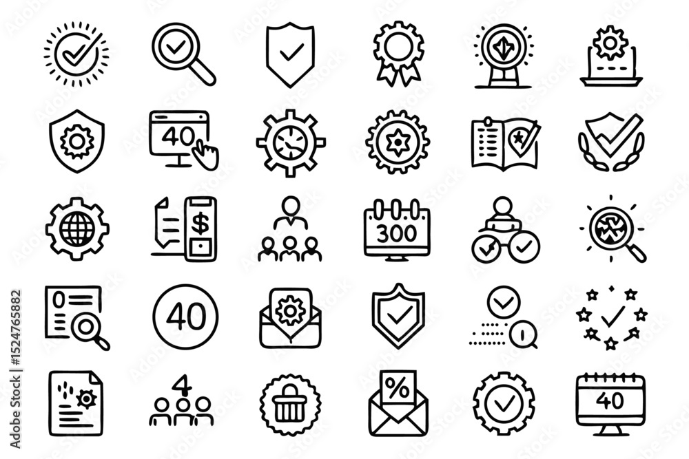 Poster quality assurance and control icon design editable stroke isolated on transparent background