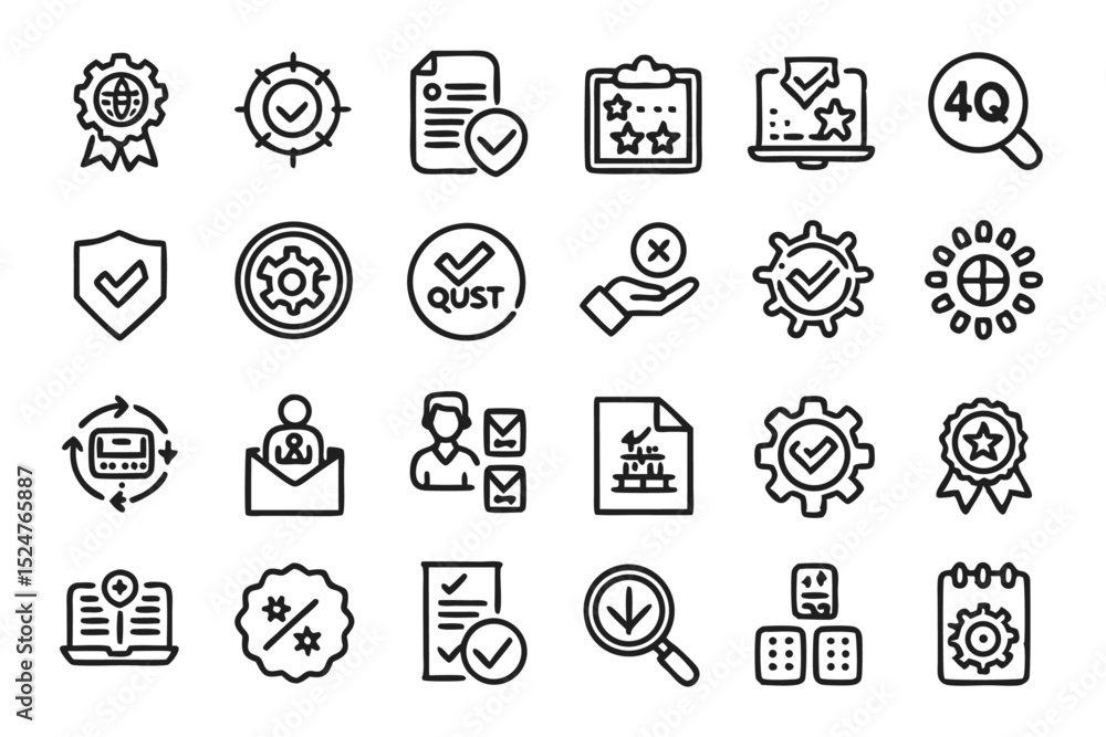 Poster quality assurance and control icon design editable stroke isolated on transparent background
