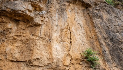 Close-up of Textured Earth-Toned Rock Face Geology and Nature Photography