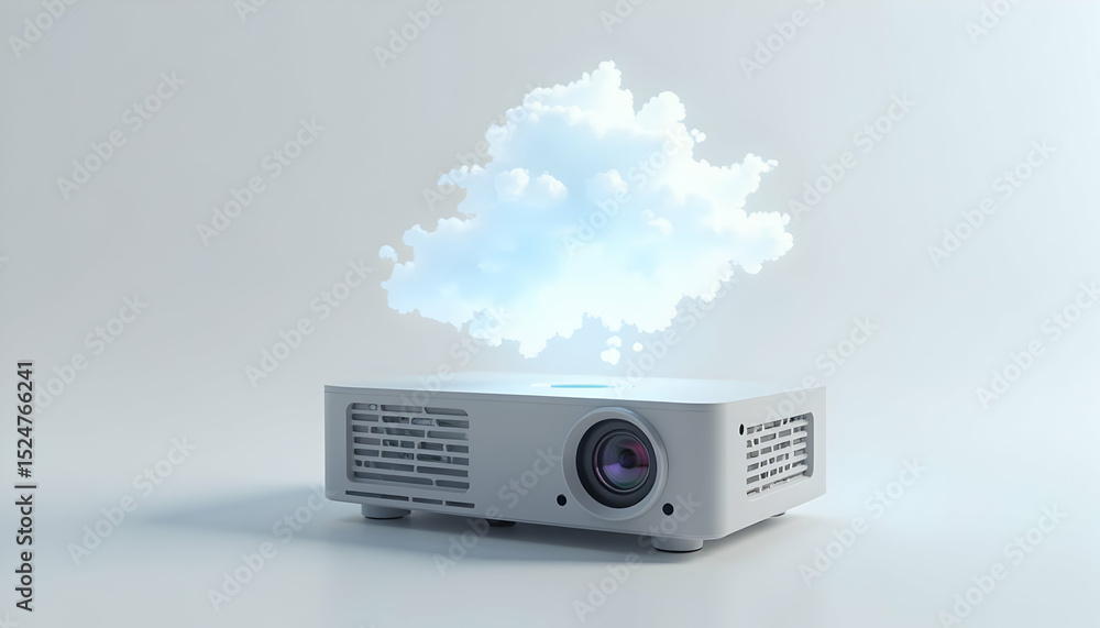 Poster projector displaying a digital cloud connection concept