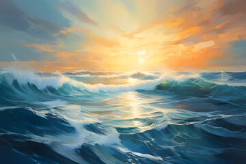 Obraz premium Sunset Ocean Landscape