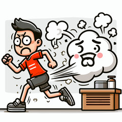 illustration of a man running with smoke