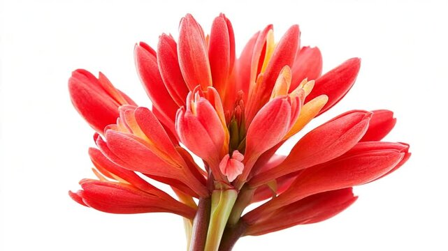 Detailed view of a striking clivia flower with vibrant red and orange petals blossoming