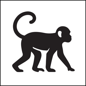 Monkey silhouette flat vector