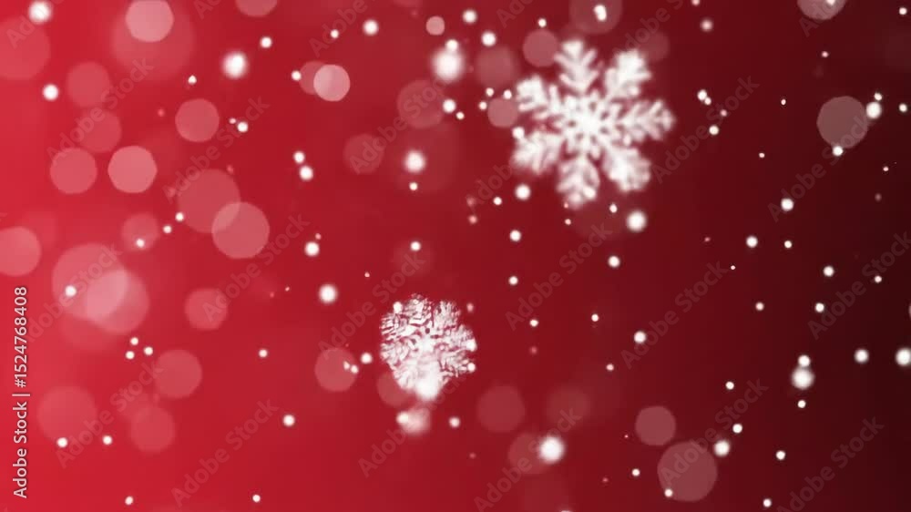 Poster animated winter snowflake background with soft red gradient for visual design projects