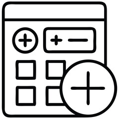 Fototapeta premium Basic Style Calculator Icon with Plus, Minus Symbols for Mathematical Operations
