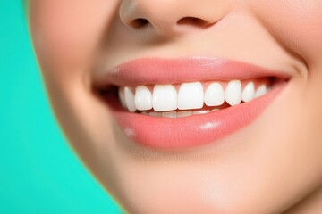 Fototapeta premium Close-up of a woman's bright white smile.