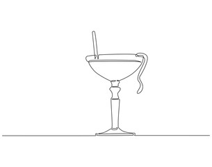 Cocktail drink continuous line drawing. Cocktail vector line art. Exotic drinks concept