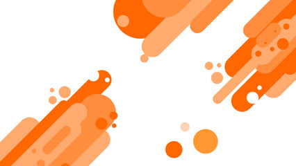 Rounded orange abstract elements at corners with floating dots on white, playful and dynamic, fits youth-themed wrapping or wall sticker.