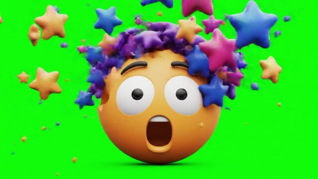 Green Screen Exploding Head Emoji &ndash; Cartoon Headache Burnt