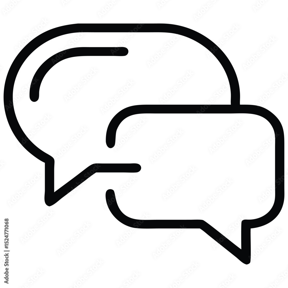 Poster black outline speech bubbles overlapping representing communication and dialogue on white background