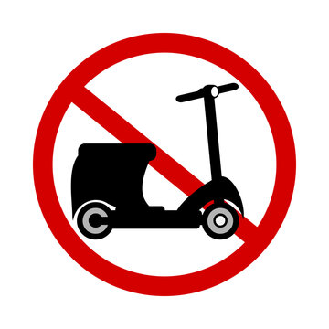 Sign prohibiting scooters on white background. Vector illustration.