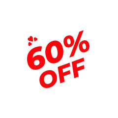 White Tag with 60% Discount Marking, Minimal White Shape PNG Showing 60% Off, 60% Sale Highlighted on White Label