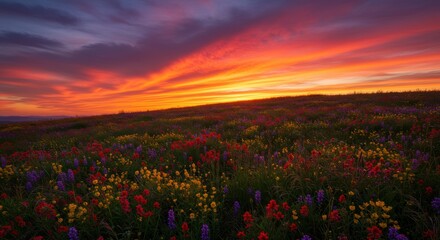 Blooming Hillside Evening Glow